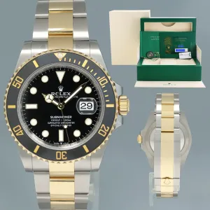 2021 NEW PAPERS Rolex Submariner 41mm Black 126613LN Two Tone Gold Steel Watch