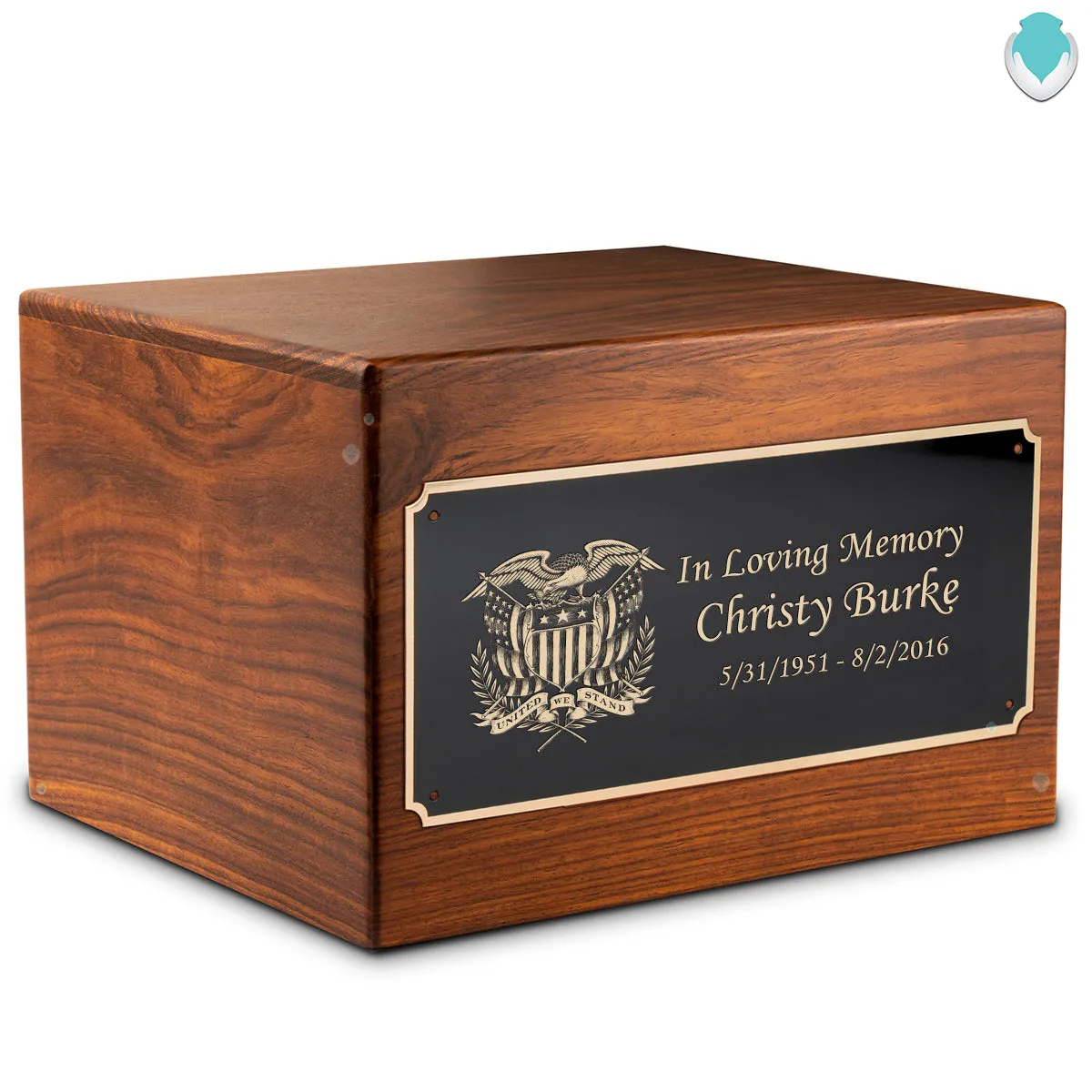 Adult Aura American Glory Custom Engraved Solid Wood Box Cremation Urn