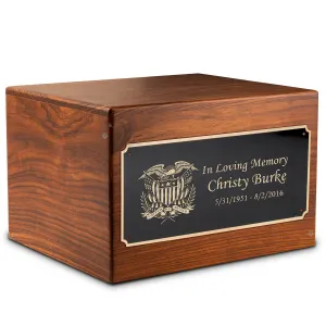 Adult Aura American Glory Custom Engraved Solid Wood Box Cremation Urn