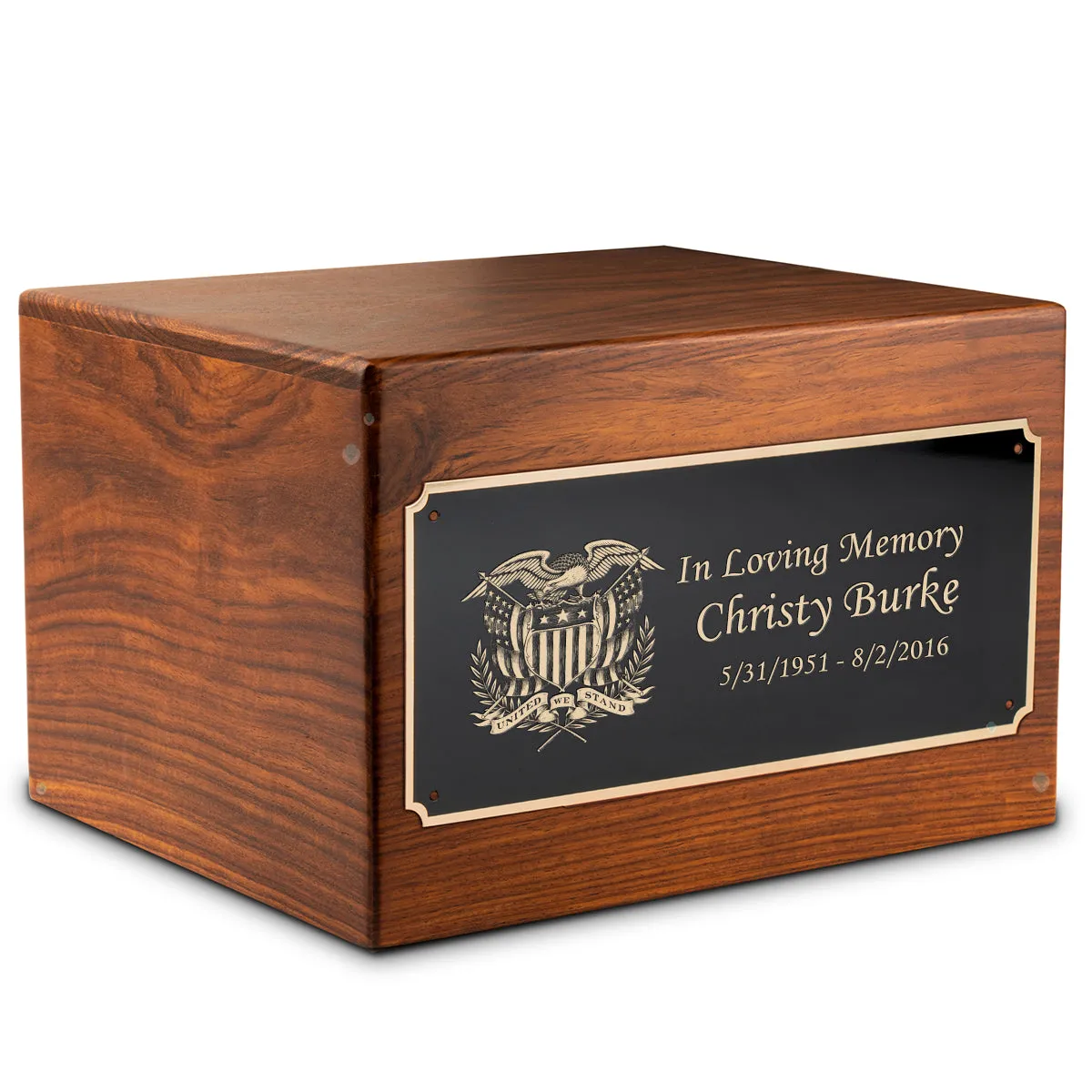 Adult Aura American Glory Custom Engraved Solid Wood Box Cremation Urn