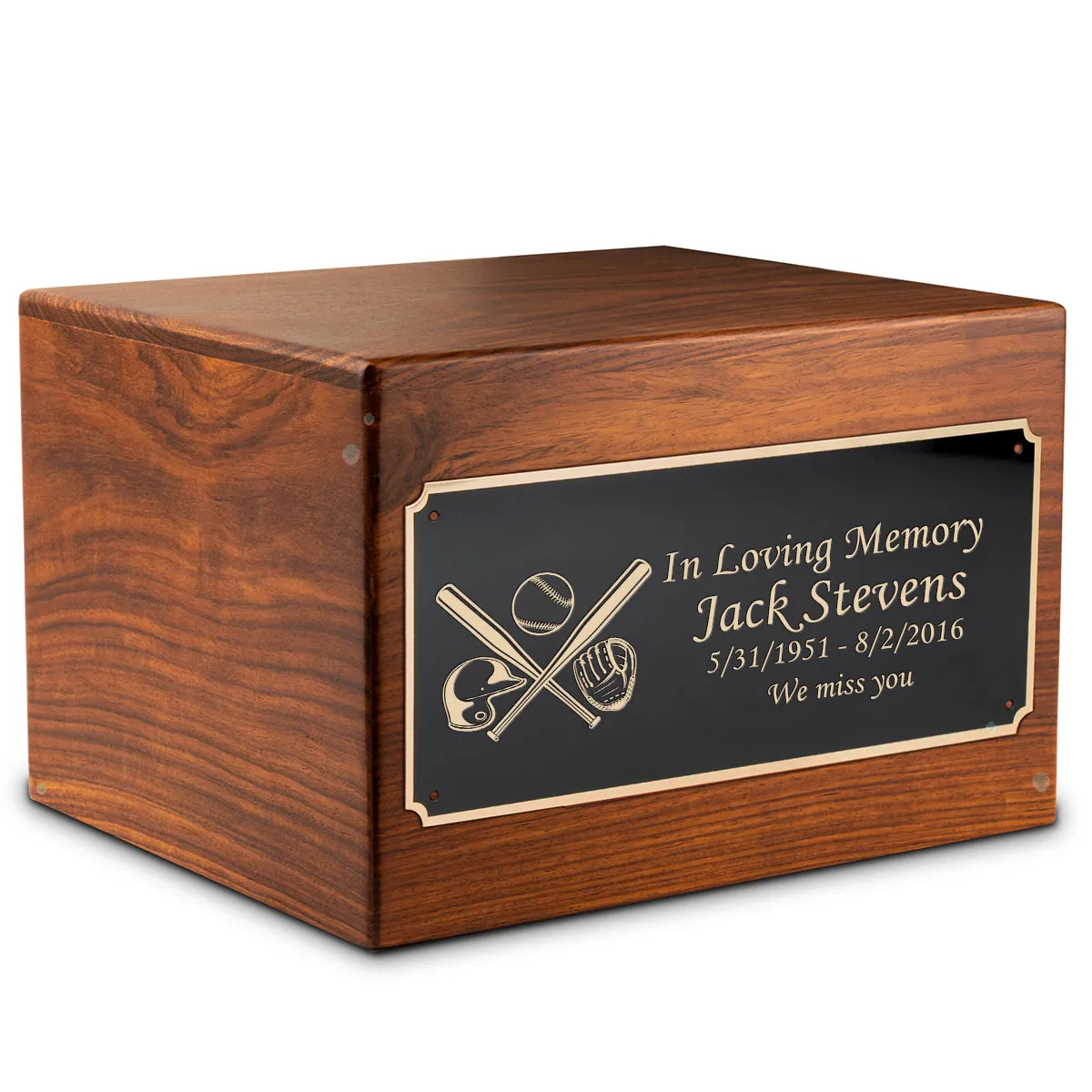 Adult Aura Baseball Custom Engraved Solid Wood Box Cremation Urn