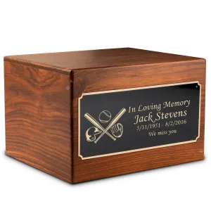 Adult Aura Baseball Custom Engraved Solid Wood Box Cremation Urn