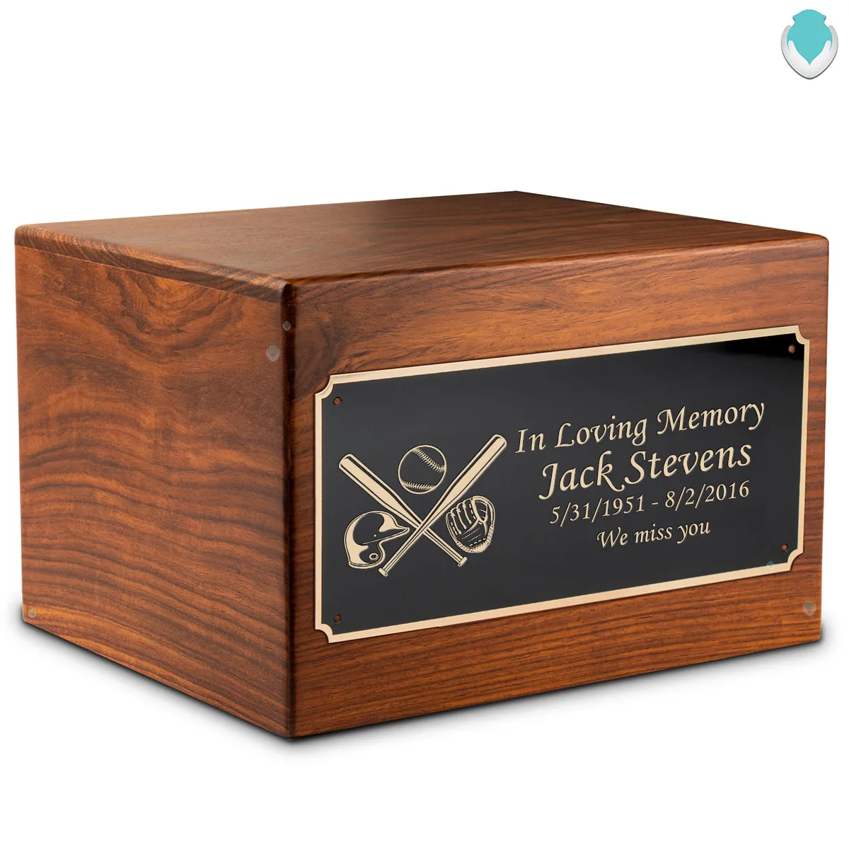 Adult Aura Baseball Custom Engraved Solid Wood Box Cremation Urn