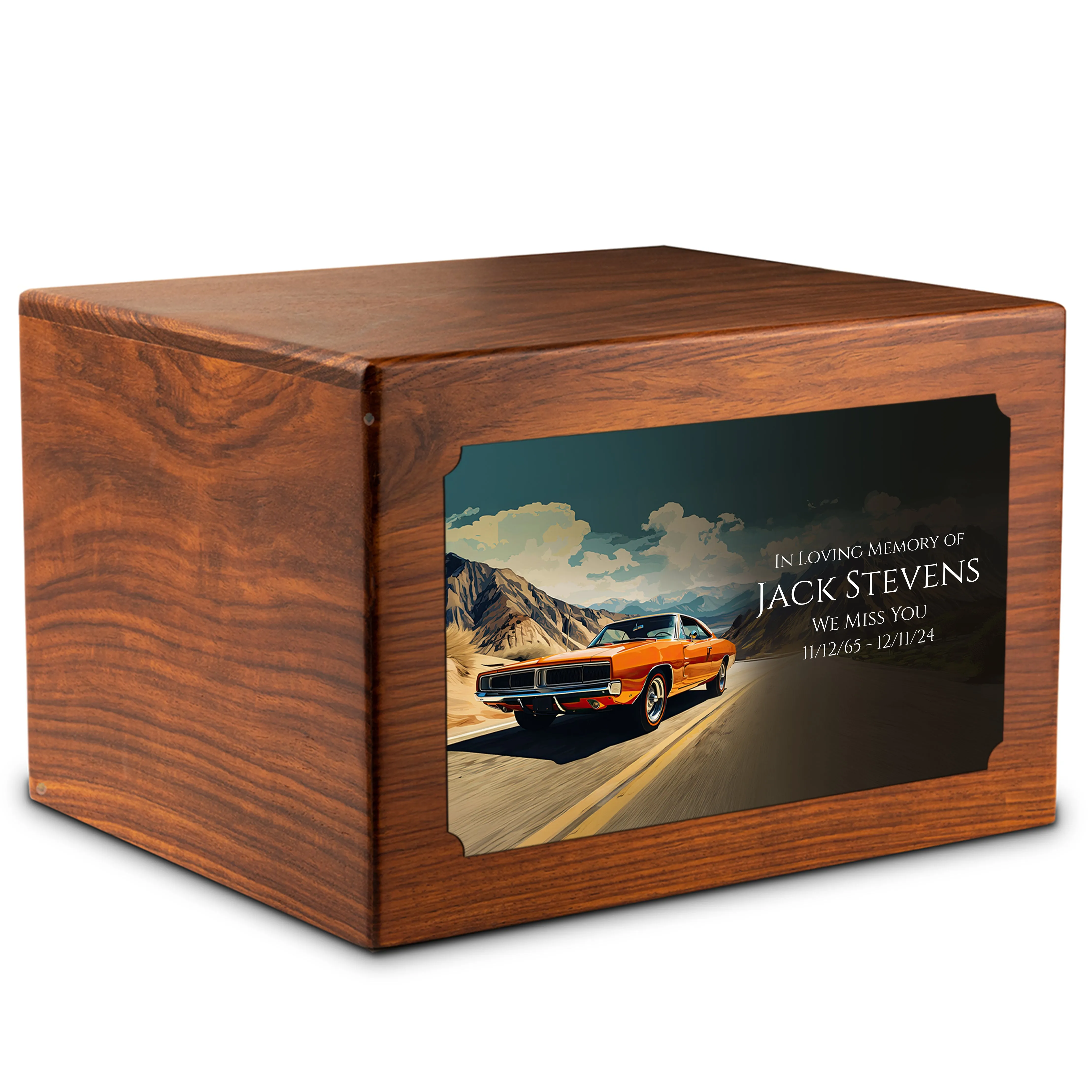 Adult Aura Classic Car Custom Printed Solid Wood Box Cremation Urn