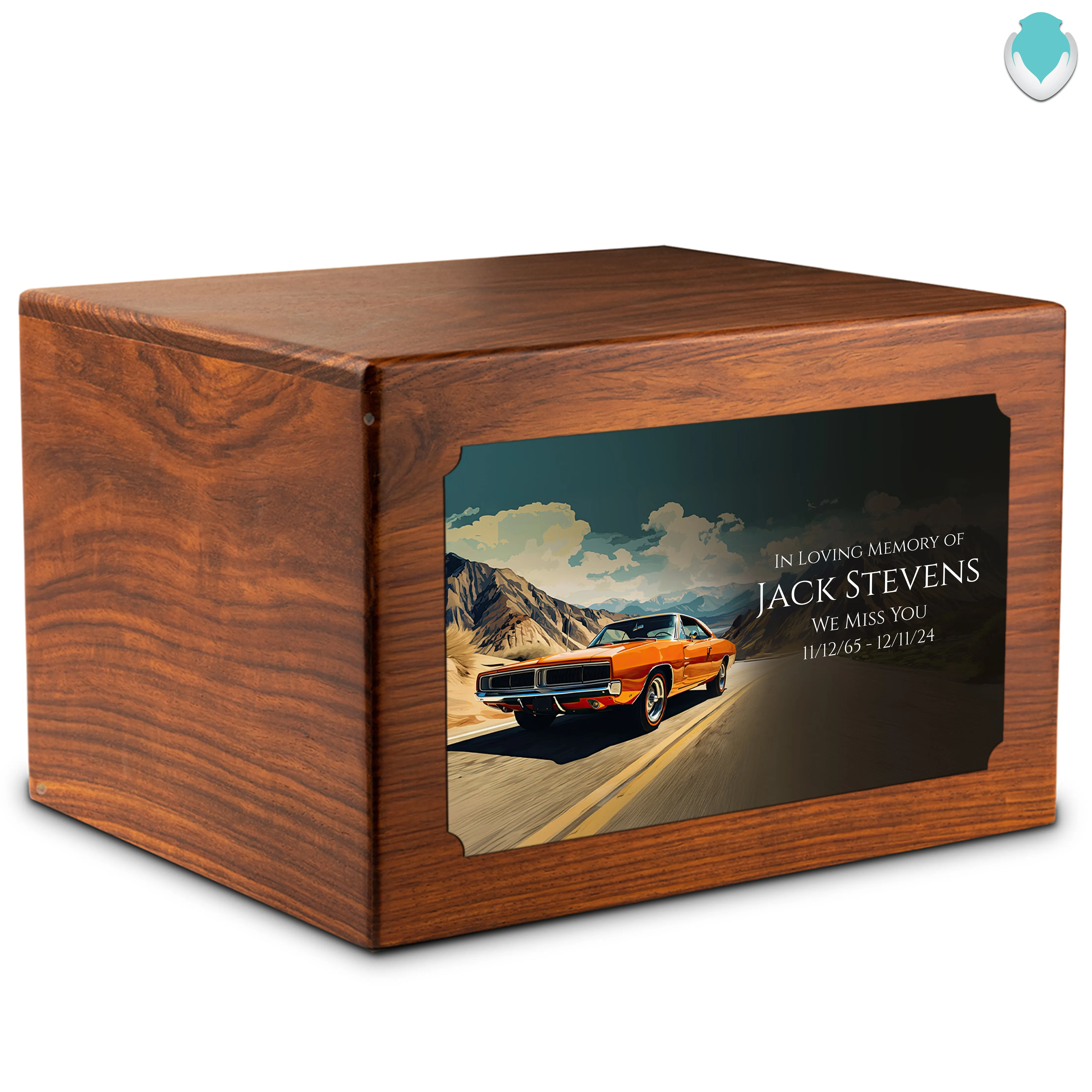 Adult Aura Classic Car Custom Printed Solid Wood Box Cremation Urn