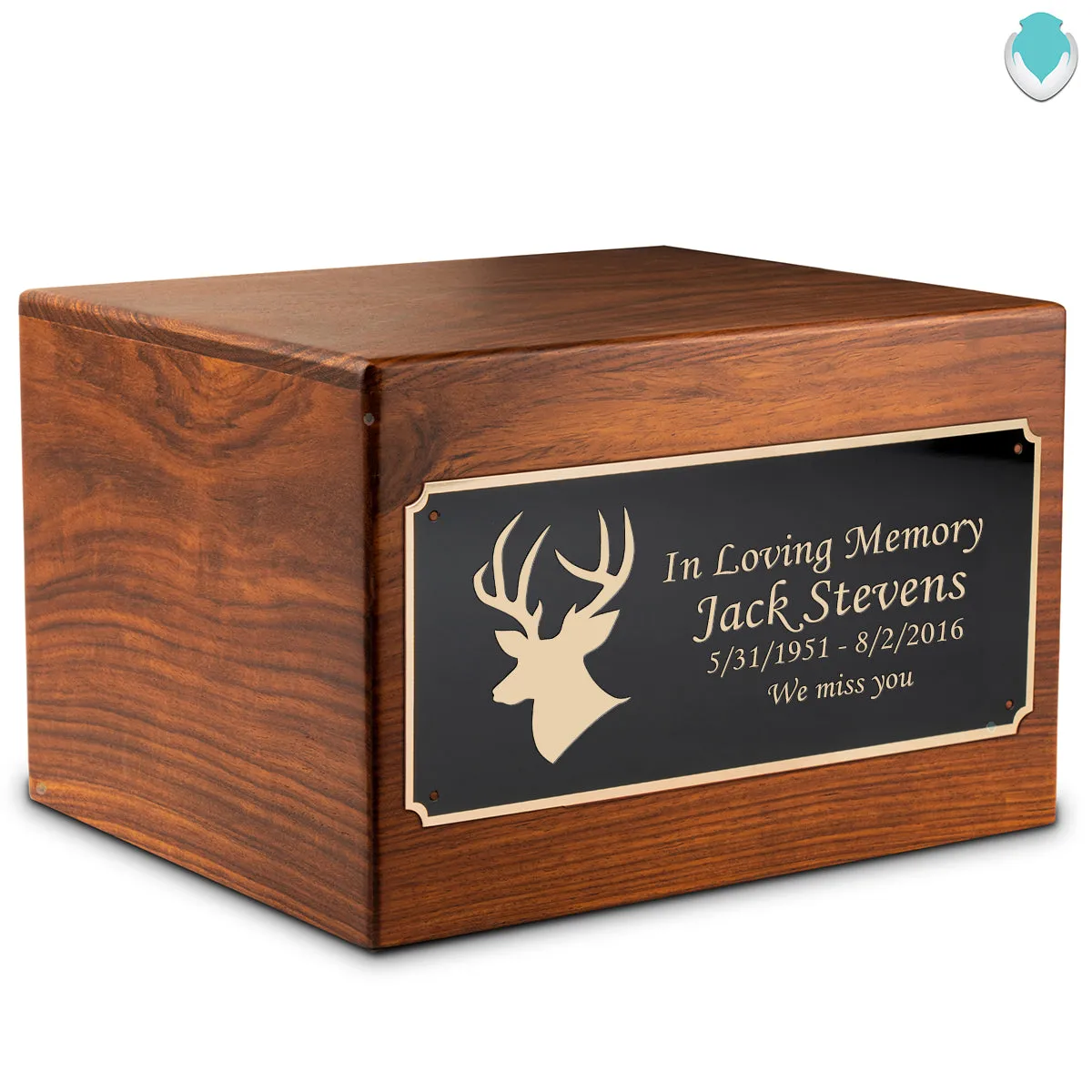 Adult Aura Deer Custom Engraved Solid Wood Box Cremation Urn
