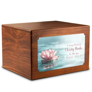 Adult Aura Lotus Flower Custom Printed Solid Wood Box Cremation Urn