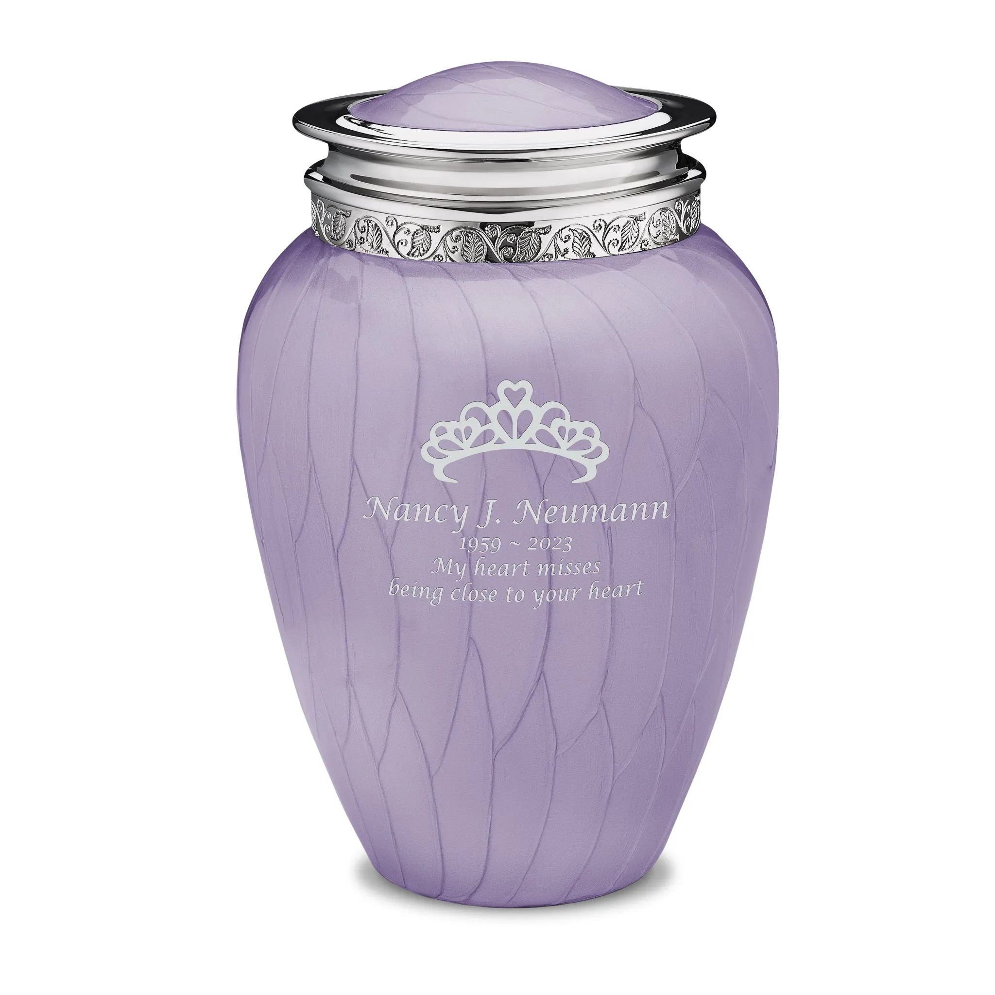 Adult Blessing Pearl Lavender Silver Cremation Urn