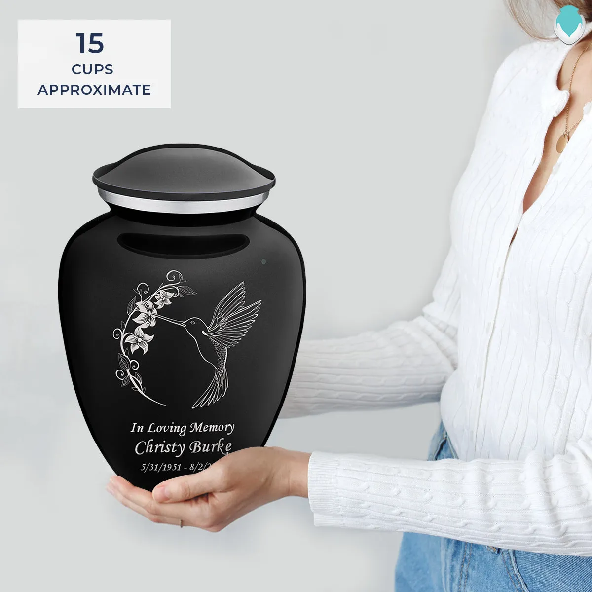Adult Embrace Black Hummingbird Cremation Urn