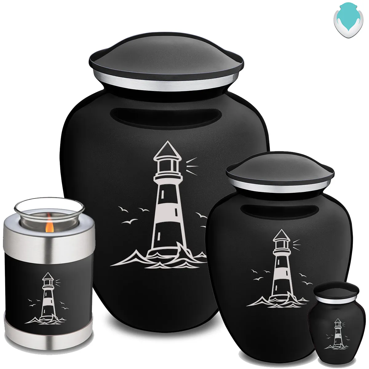 Adult Embrace Black Lighthouse Cremation Urn