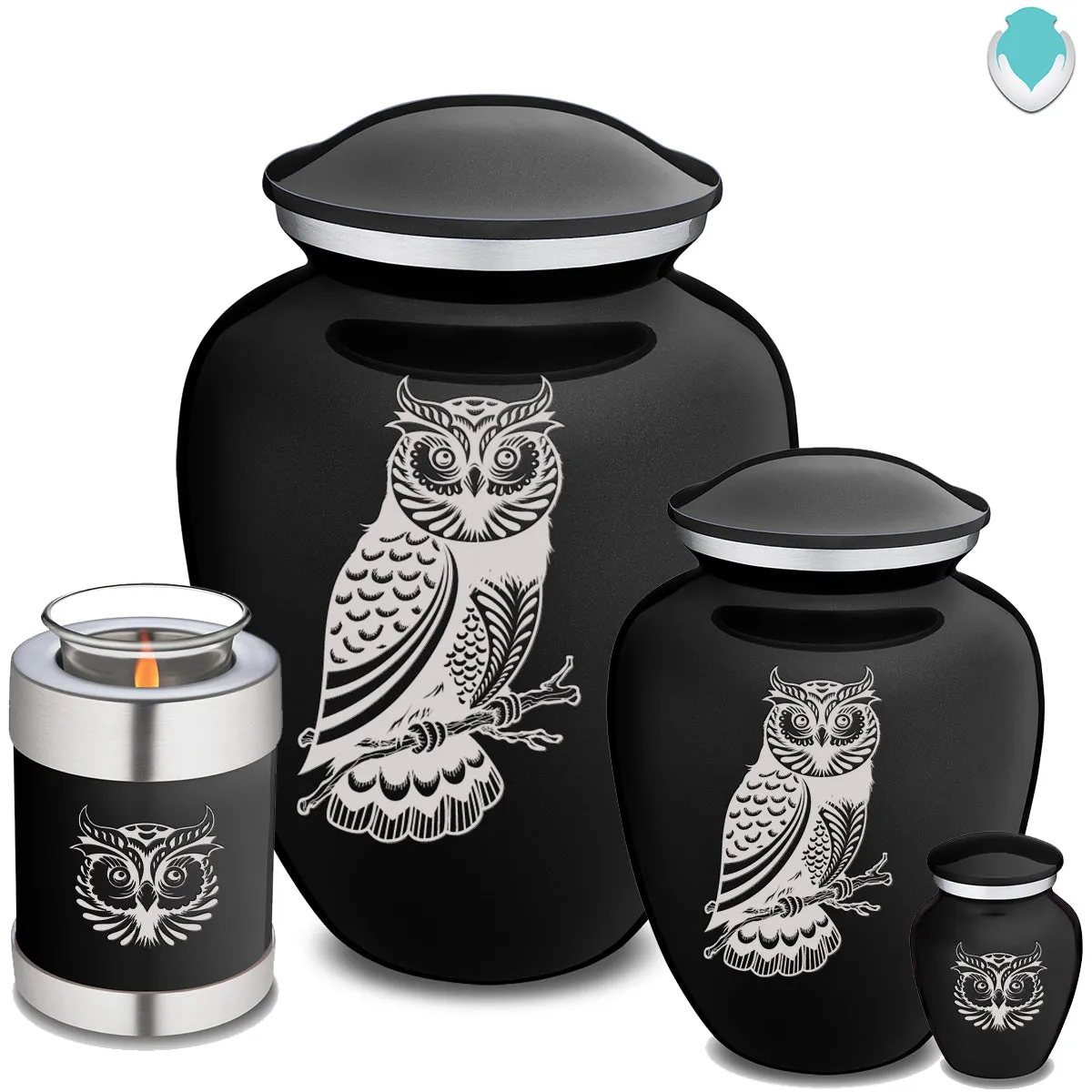 Adult Embrace Black Owl Cremation Urn