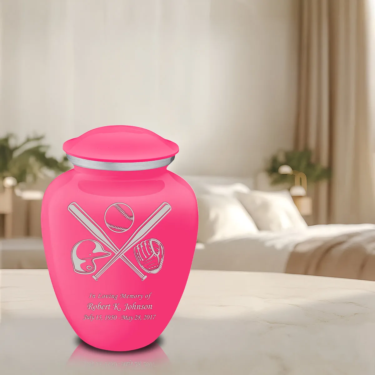 Adult Embrace Bright Pink Baseball Cremation Urn