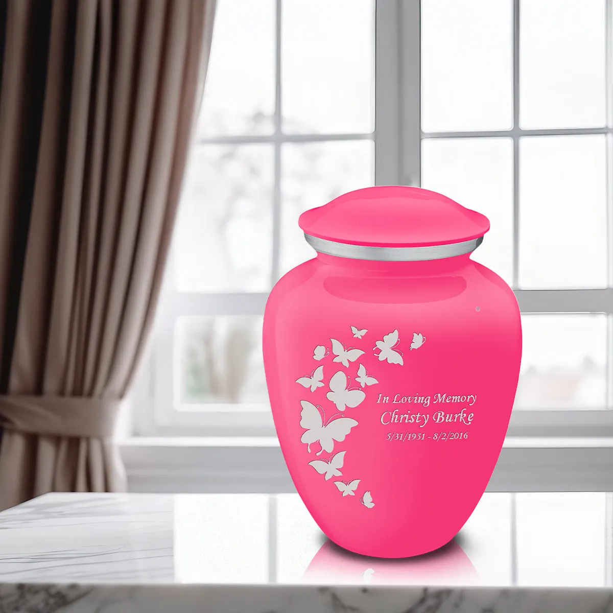 Adult Embrace Bright Pink Butterfly Cremation Urn