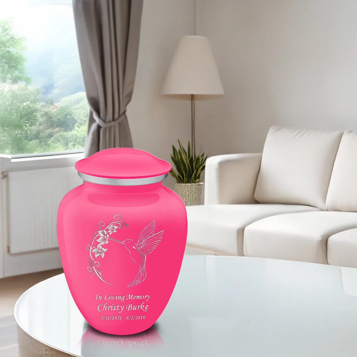 Adult Embrace Bright Pink Hummingbird Cremation Urn