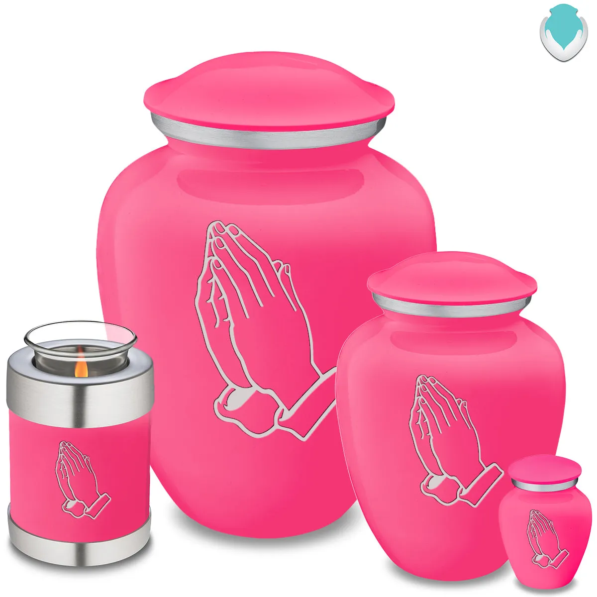 Adult Embrace Bright Pink Praying Hands Cremation Urn