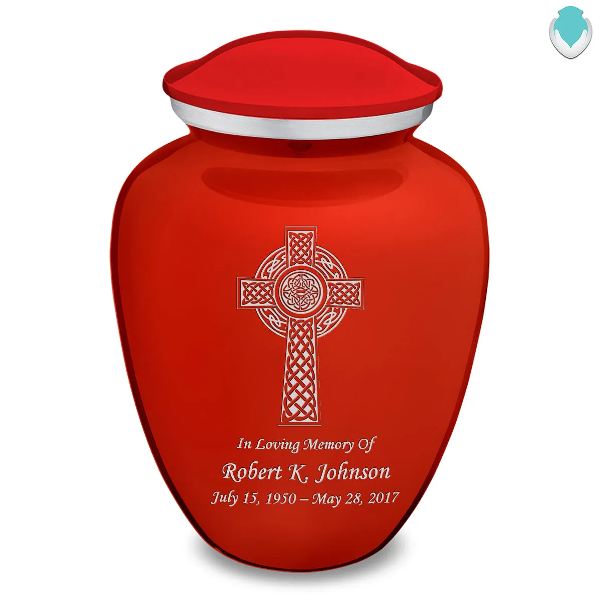 Adult Embrace Bright Red Celtic Cross Cremation Urn