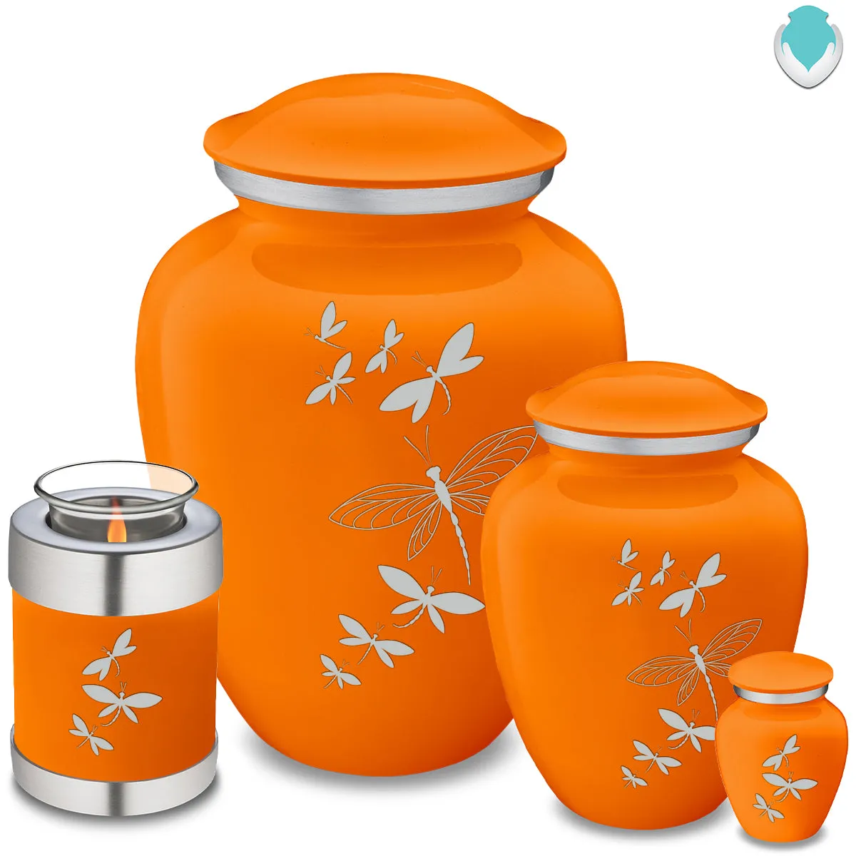 Adult Embrace Burnt Orange Dragonflies Cremation Urn