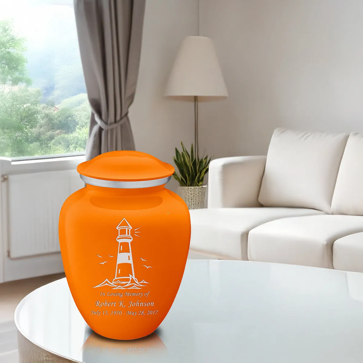 Adult Embrace Burnt Orange Lighthouse Cremation Urn