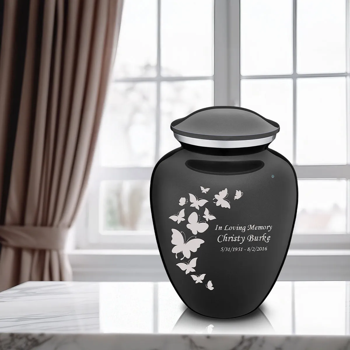 Adult Embrace Charcoal Butterfly Cremation Urn