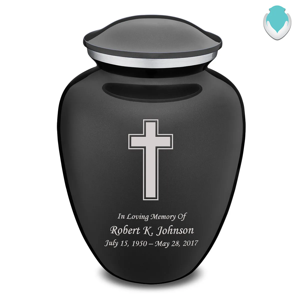 Adult Embrace Charcoal Simple Cross Cremation Urn