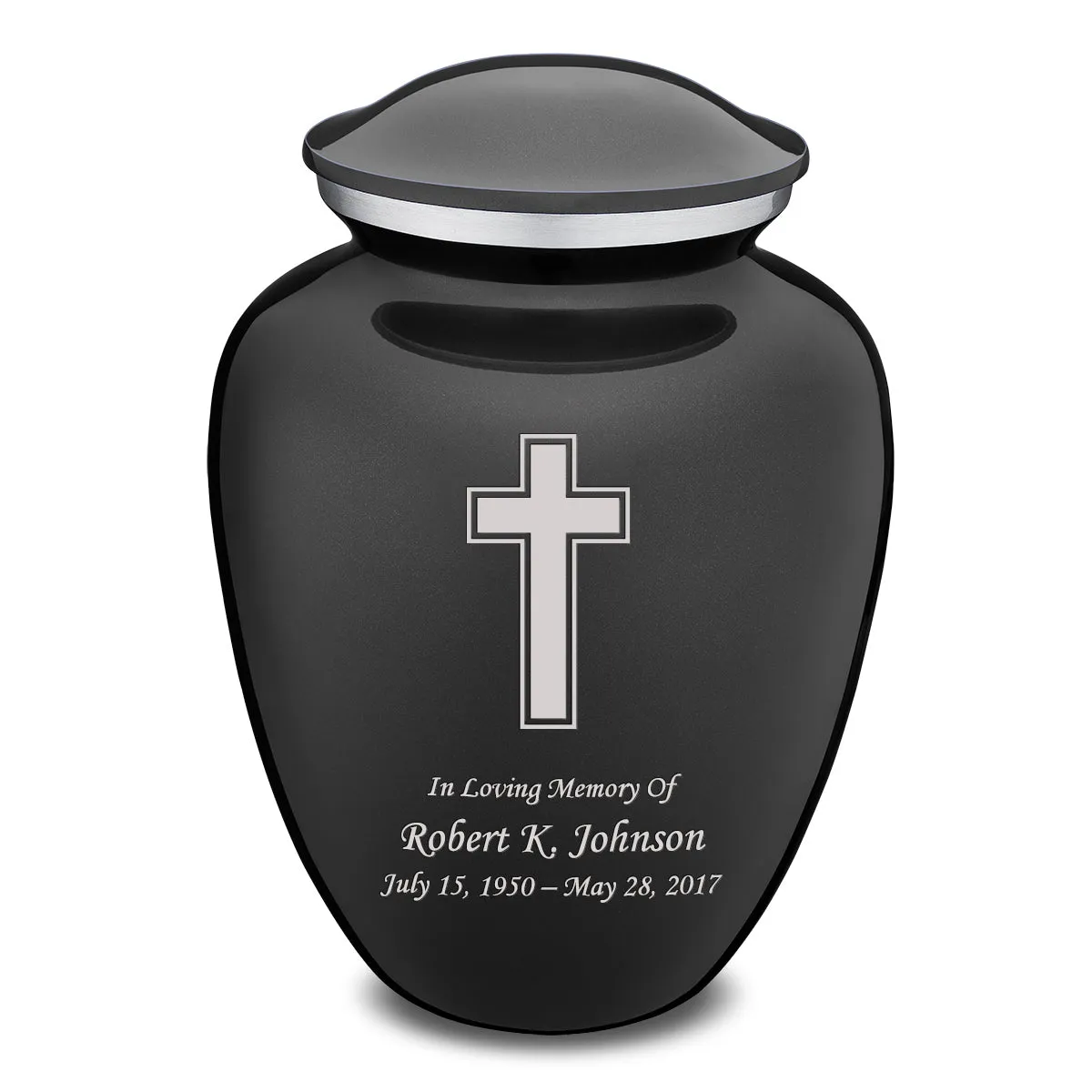 Adult Embrace Charcoal Simple Cross Cremation Urn