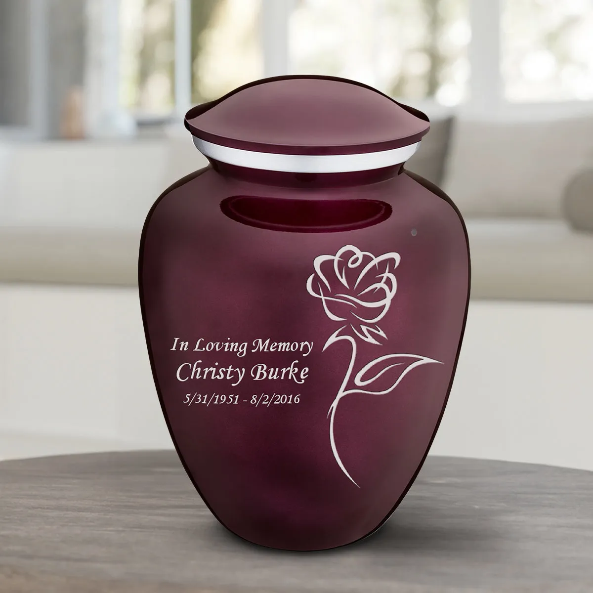 Adult Embrace Cherry Purple Rose Cremation Urn