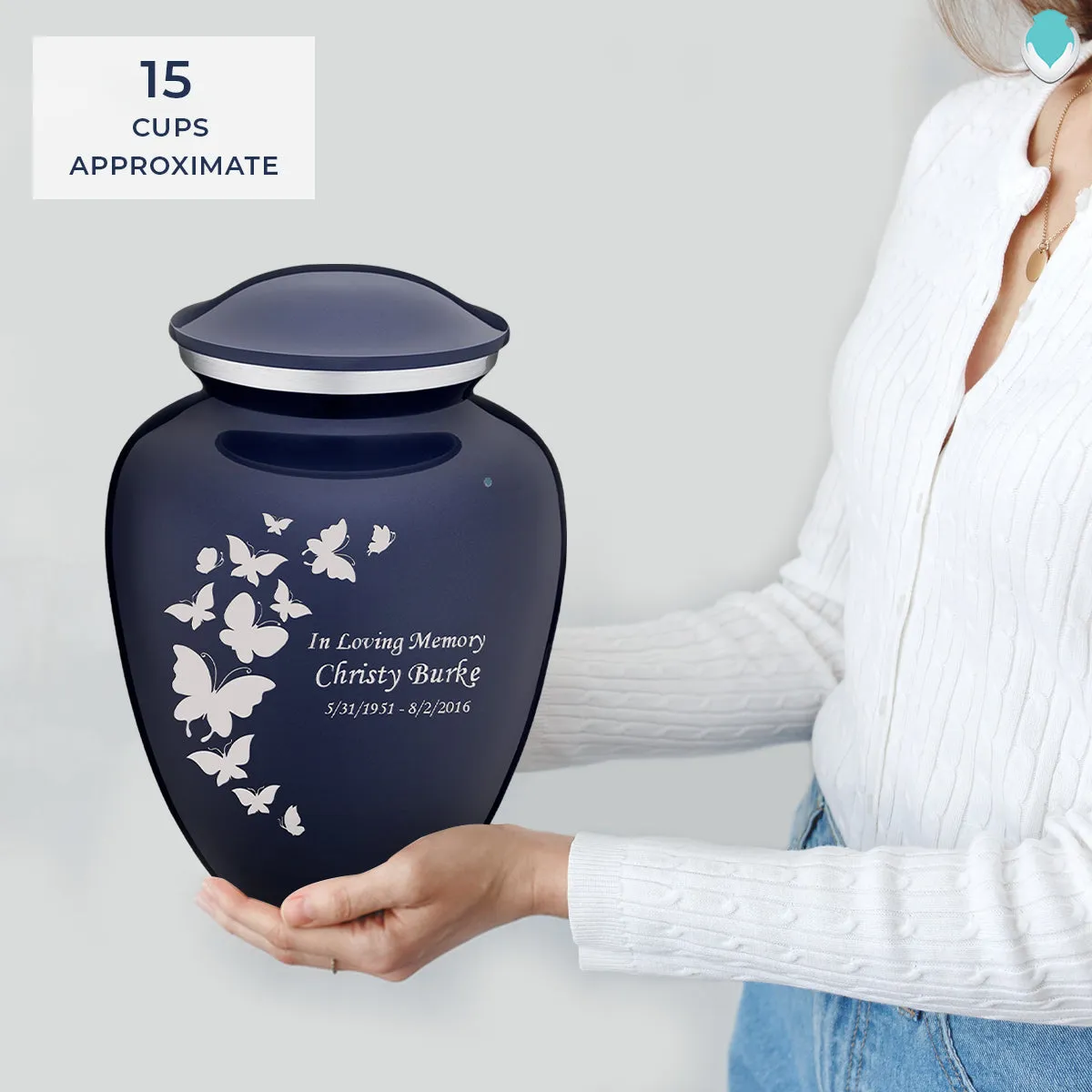 Adult Embrace Cobalt Blue Butterfly Cremation Urn