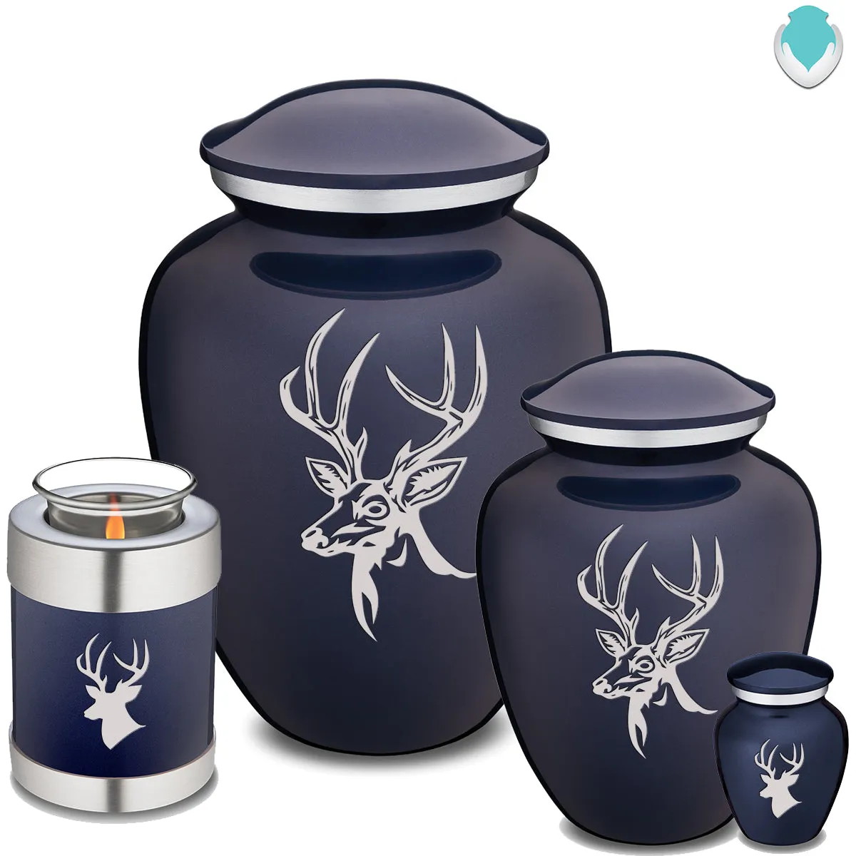 Adult Embrace Cobalt Blue Deer Cremation Urn