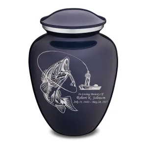 Adult Embrace Cobalt Blue Fishing Cremation Urn