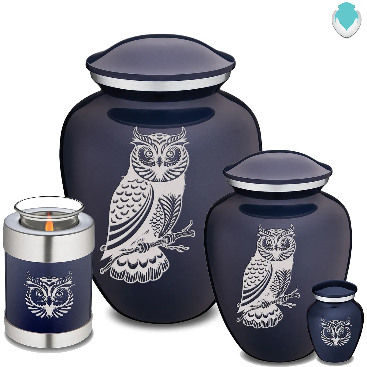 Adult Embrace Cobalt Blue Owl Cremation Urn