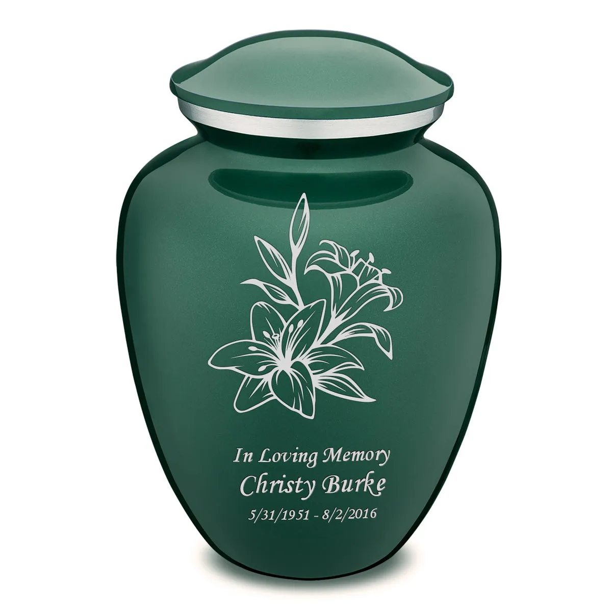 Adult Embrace Green Lily Cremation Urn