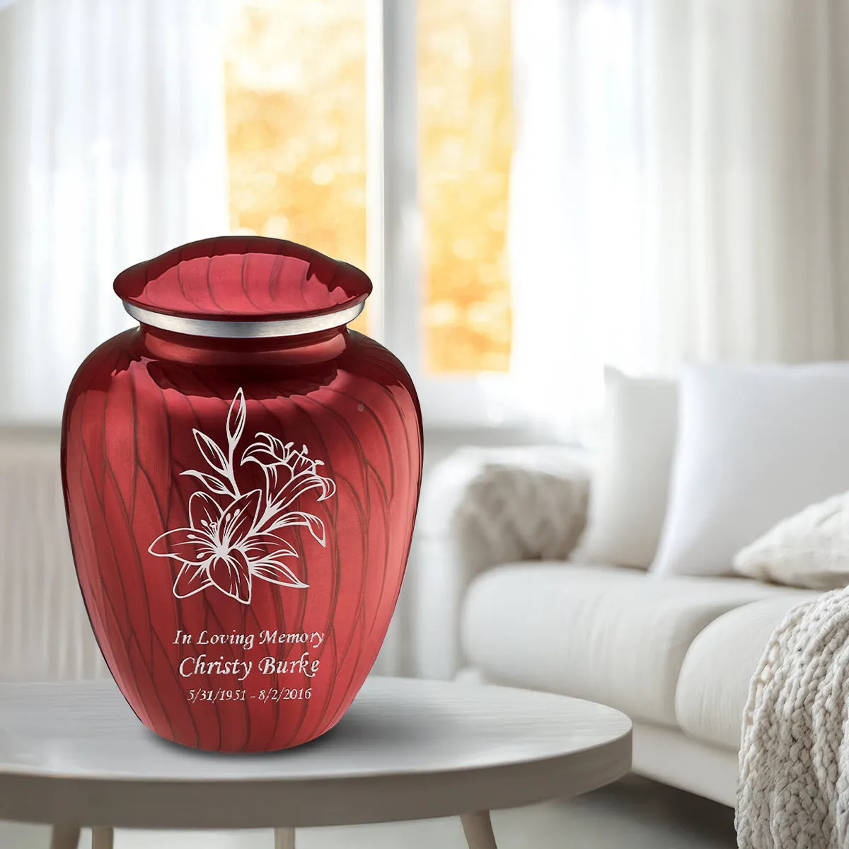Adult Embrace Pearl Candy Red Lily Cremation Urn