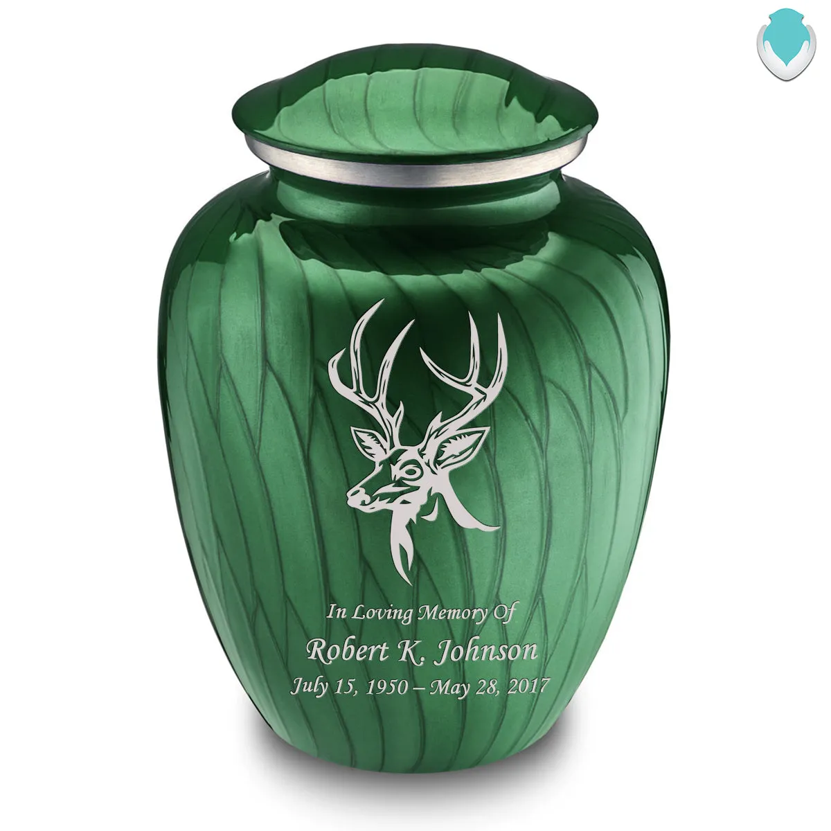 Adult Embrace Pearl Green Deer Cremation Urn