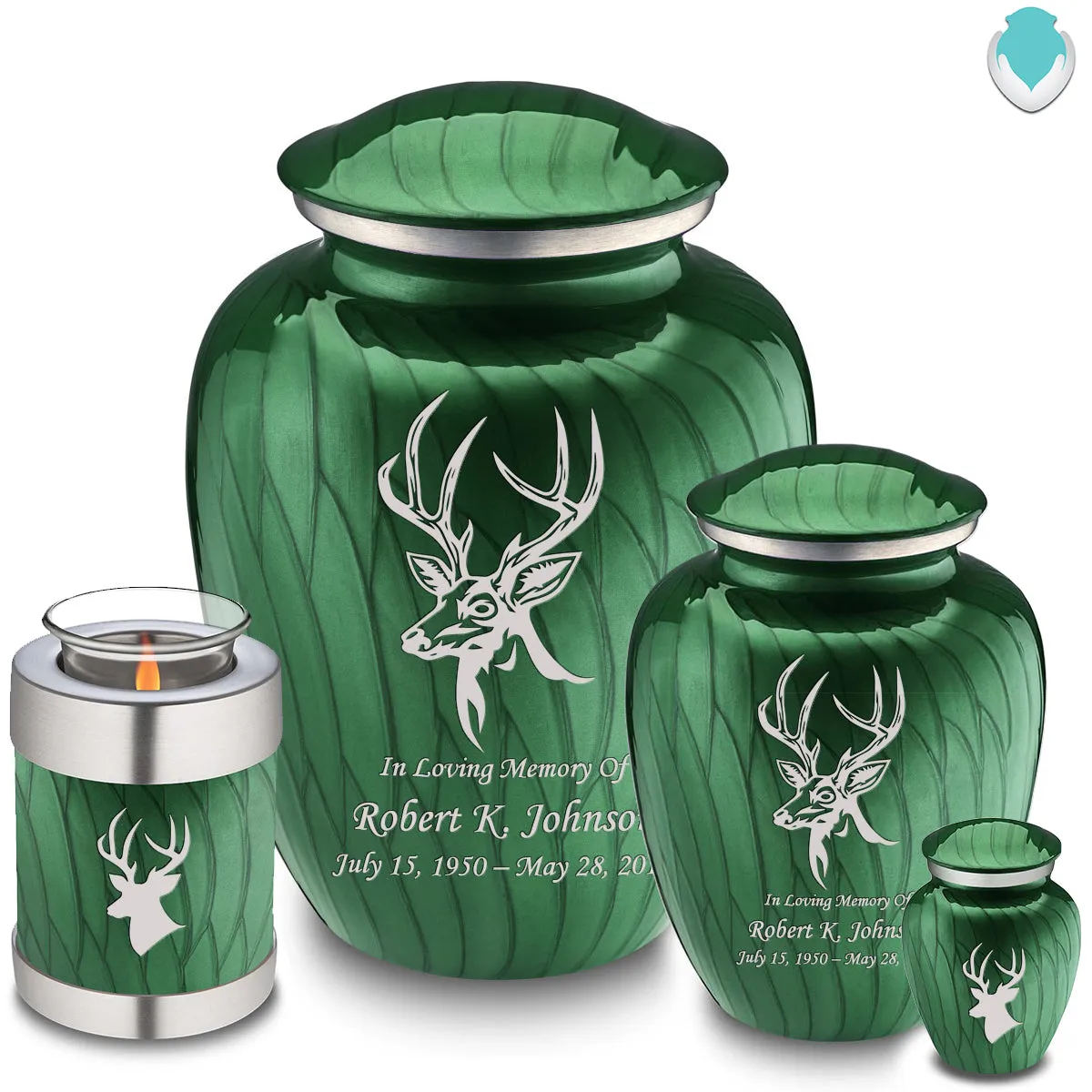 Adult Embrace Pearl Green Deer Cremation Urn