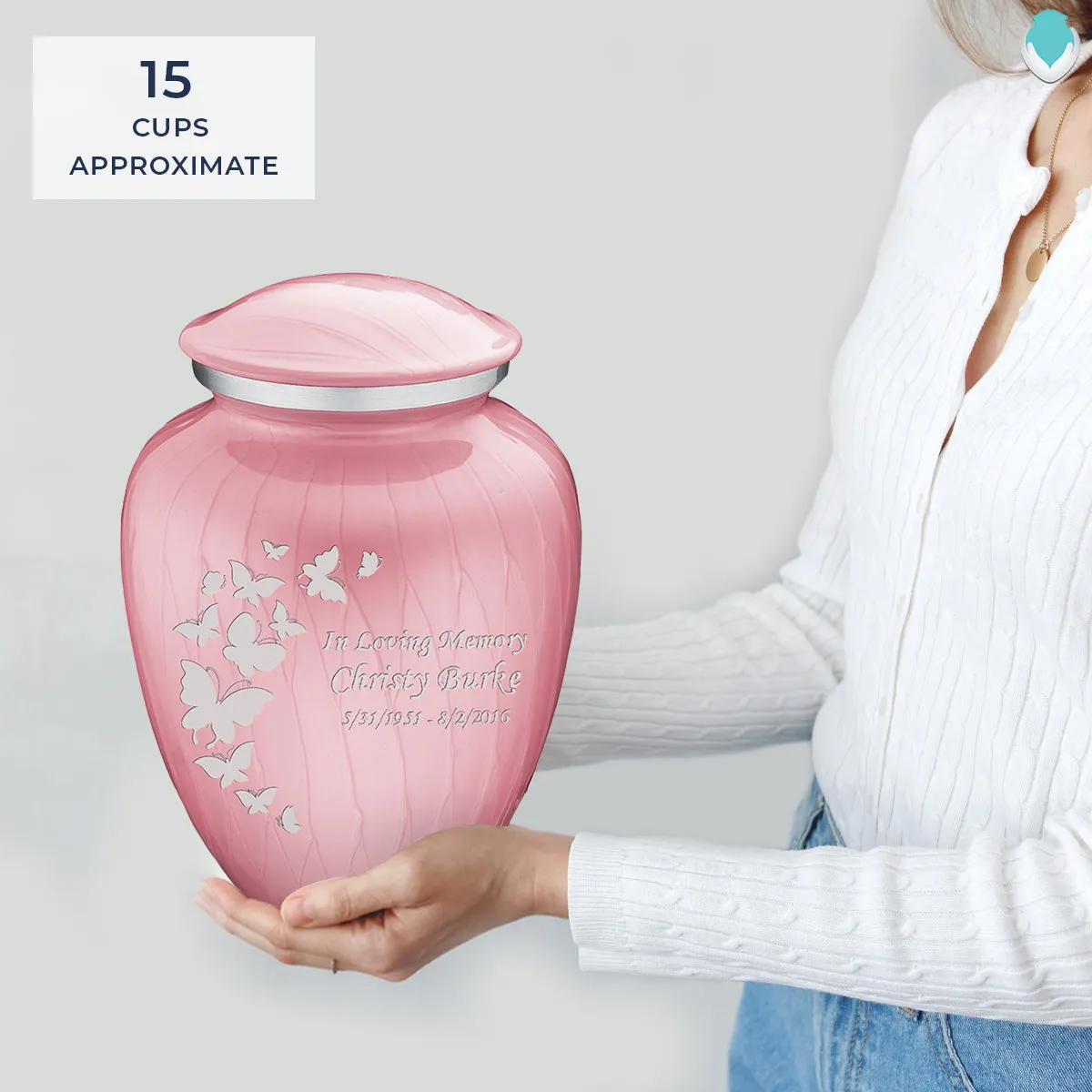 Adult Embrace Pearl Pink Butterfly Cremation Urn