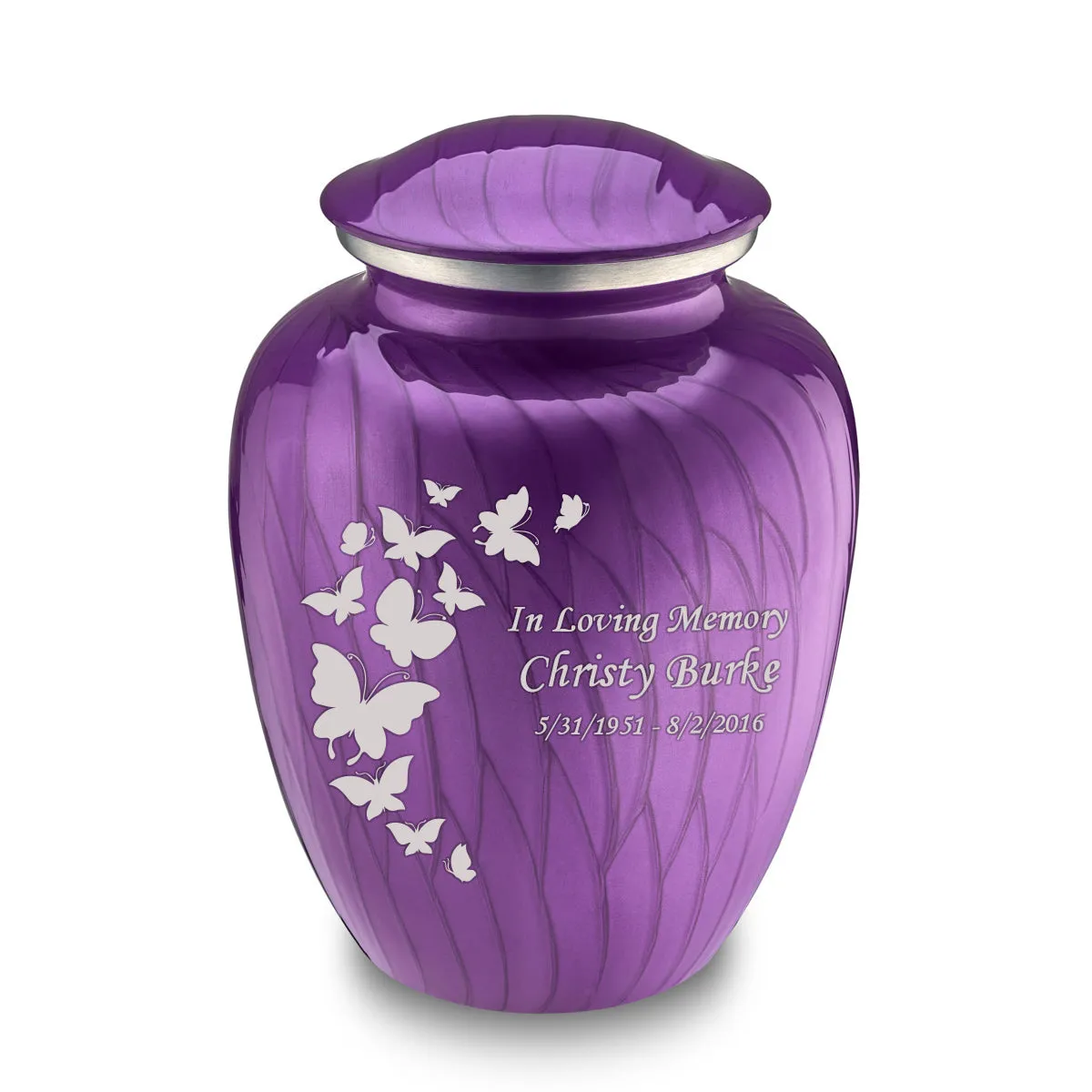 Adult Embrace Pearl Purple Butterfly Cremation Urn