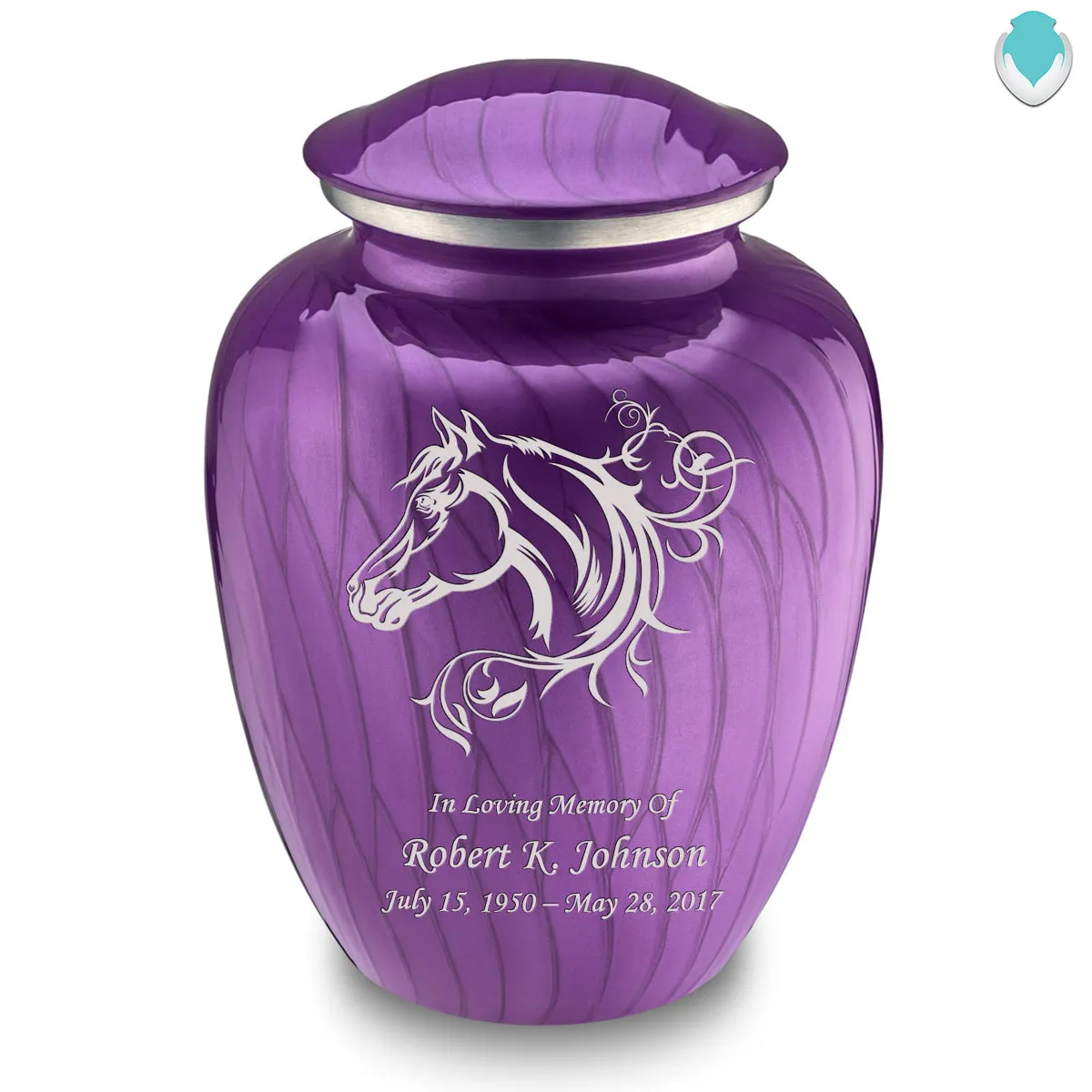 Adult Embrace Pearl Purple Horse Cremation Urn