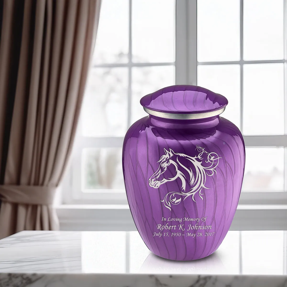 Adult Embrace Pearl Purple Horse Cremation Urn