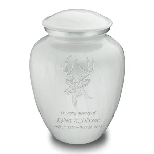 Adult Embrace Pearl White Deer Cremation Urn