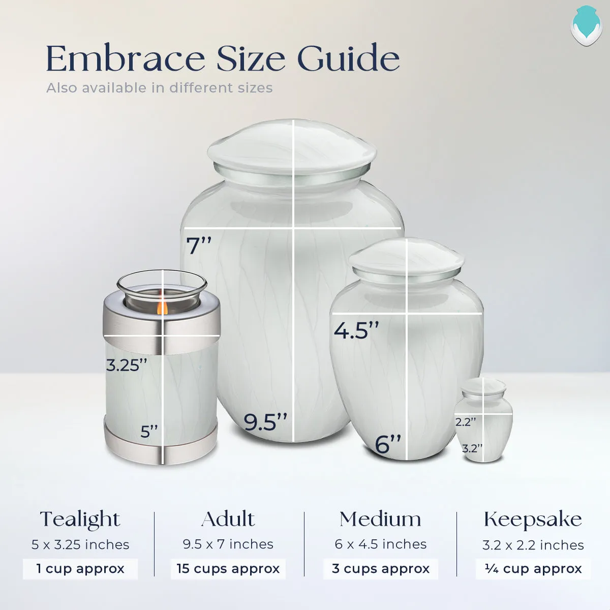 Adult Embrace Pearl White Doves Cremation Urn
