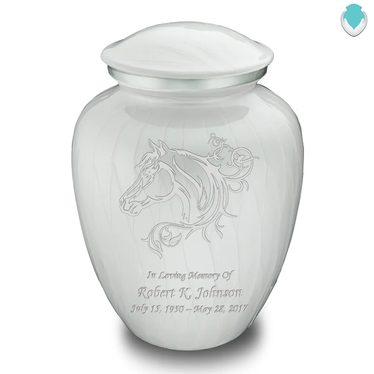 Adult Embrace Pearl White Horse Cremation Urn