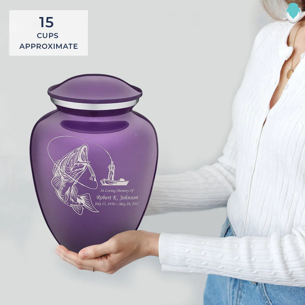 Adult Embrace Purple Fishing Cremation Urn