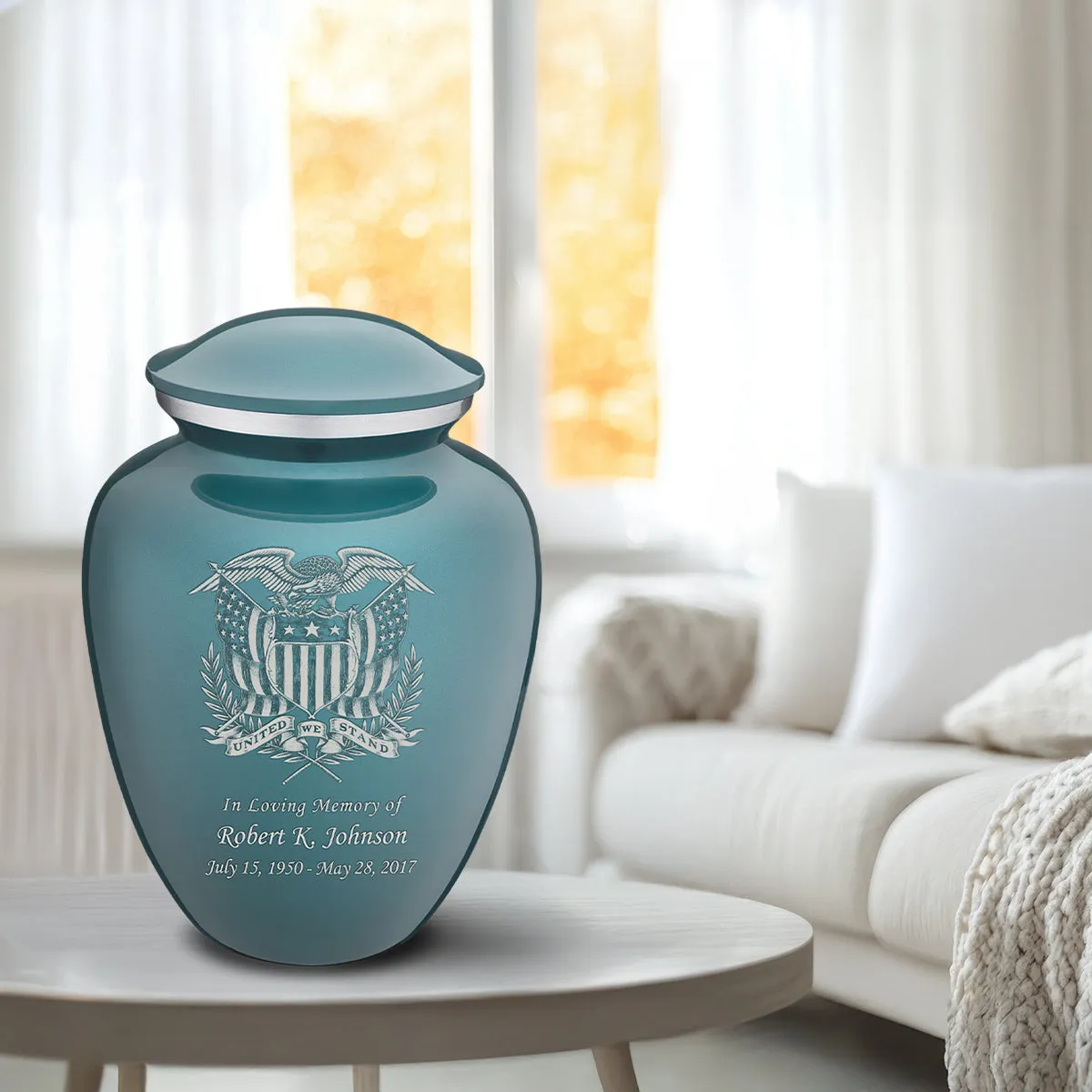 Adult Embrace Teal American Glory Cremation Urn