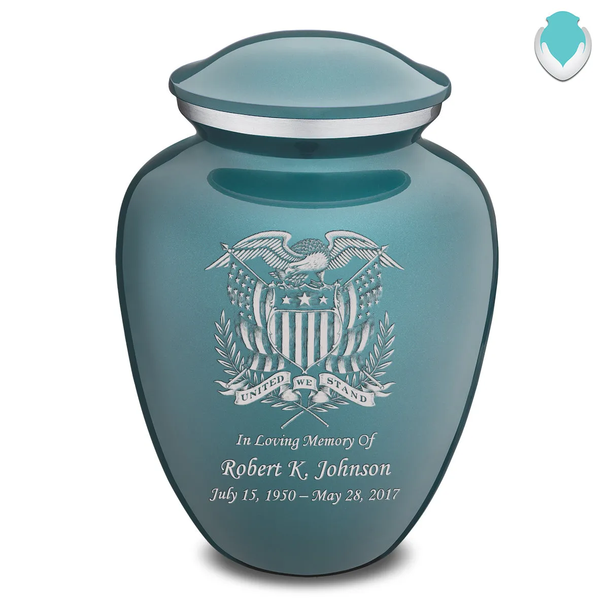 Adult Embrace Teal American Glory Cremation Urn