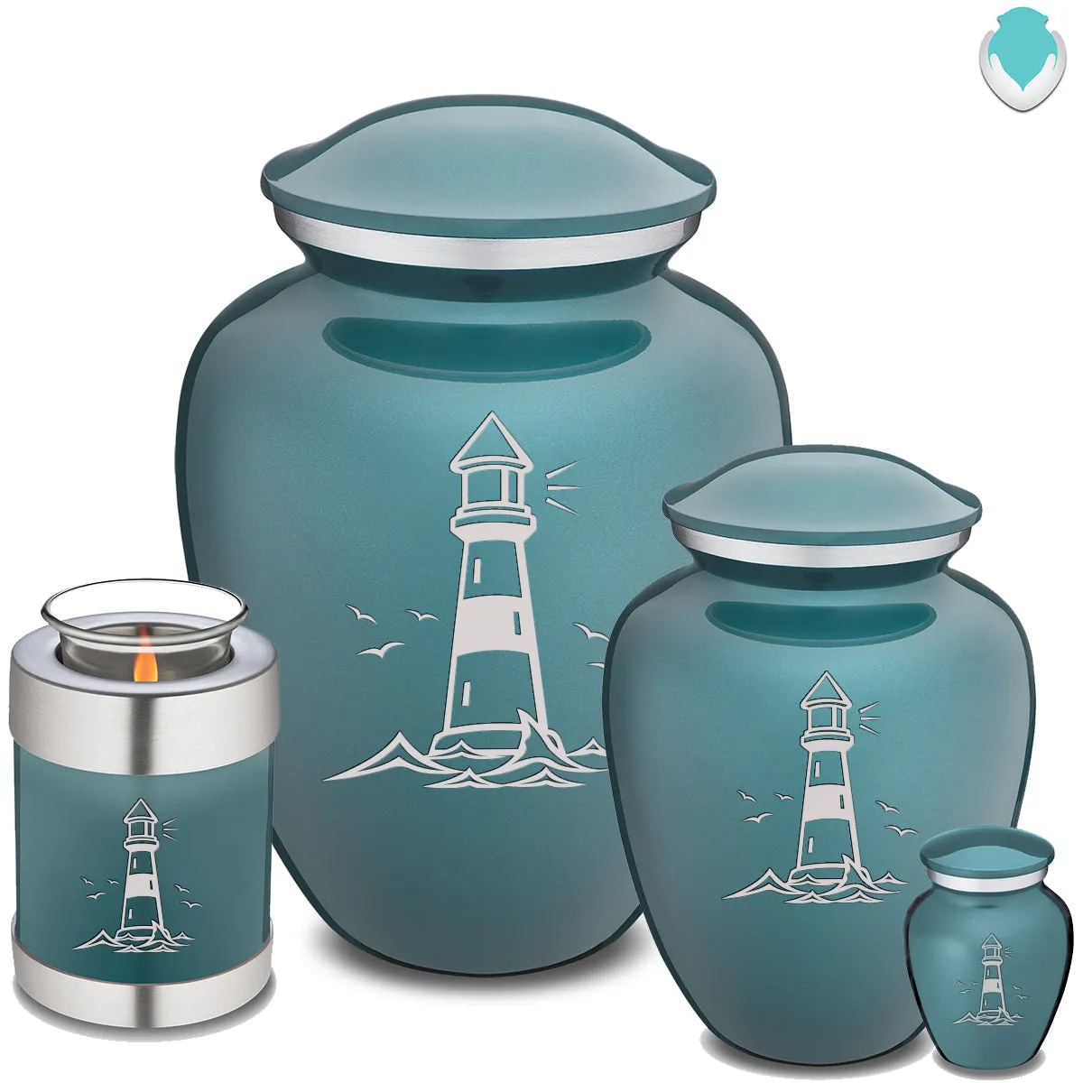 Adult Embrace Teal Lighthouse Cremation Urn