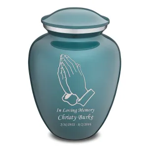 Adult Embrace Teal Praying Hands Cremation Urn
