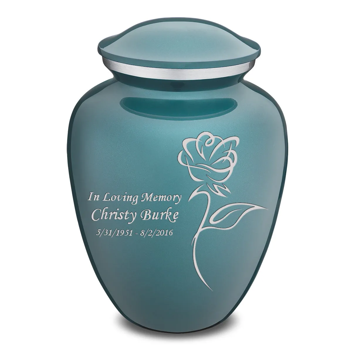 Adult Embrace Teal Rose Cremation Urn