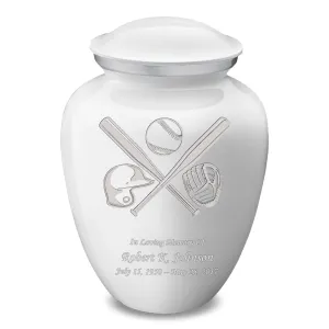 Adult Embrace White Baseball Cremation Urn