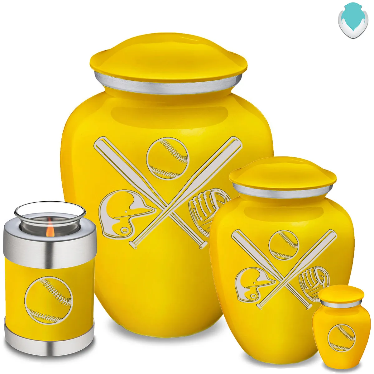 Adult Embrace Yellow Baseball Cremation Urn