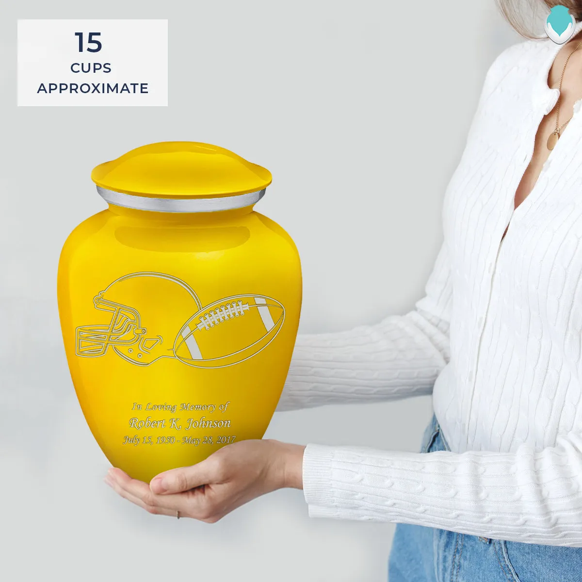 Adult Embrace Yellow Football Cremation Urn